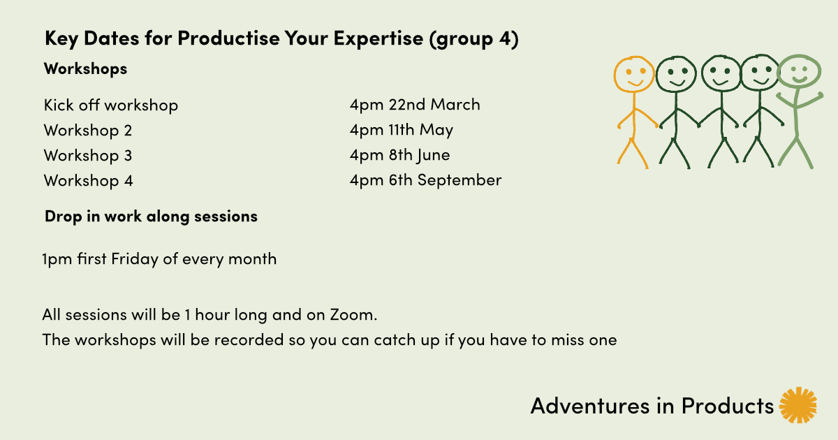 productise your expertise programme dates